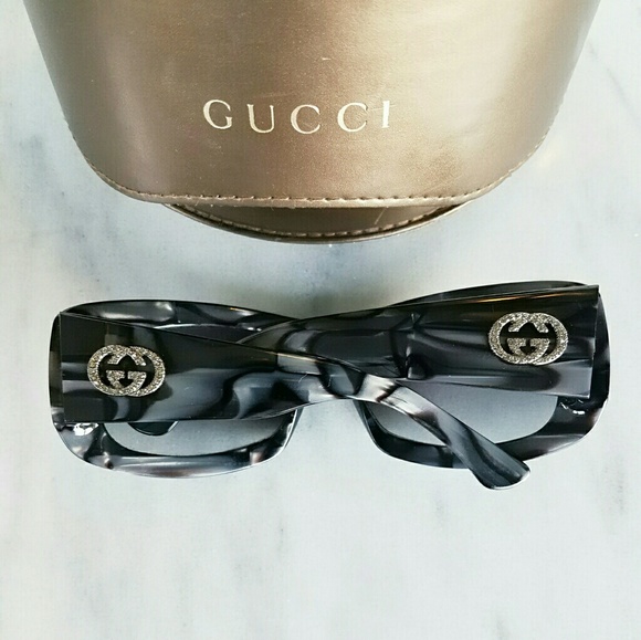 GUCCI SUNGLASSES GRAY BLACK MOTHER OF PEARL